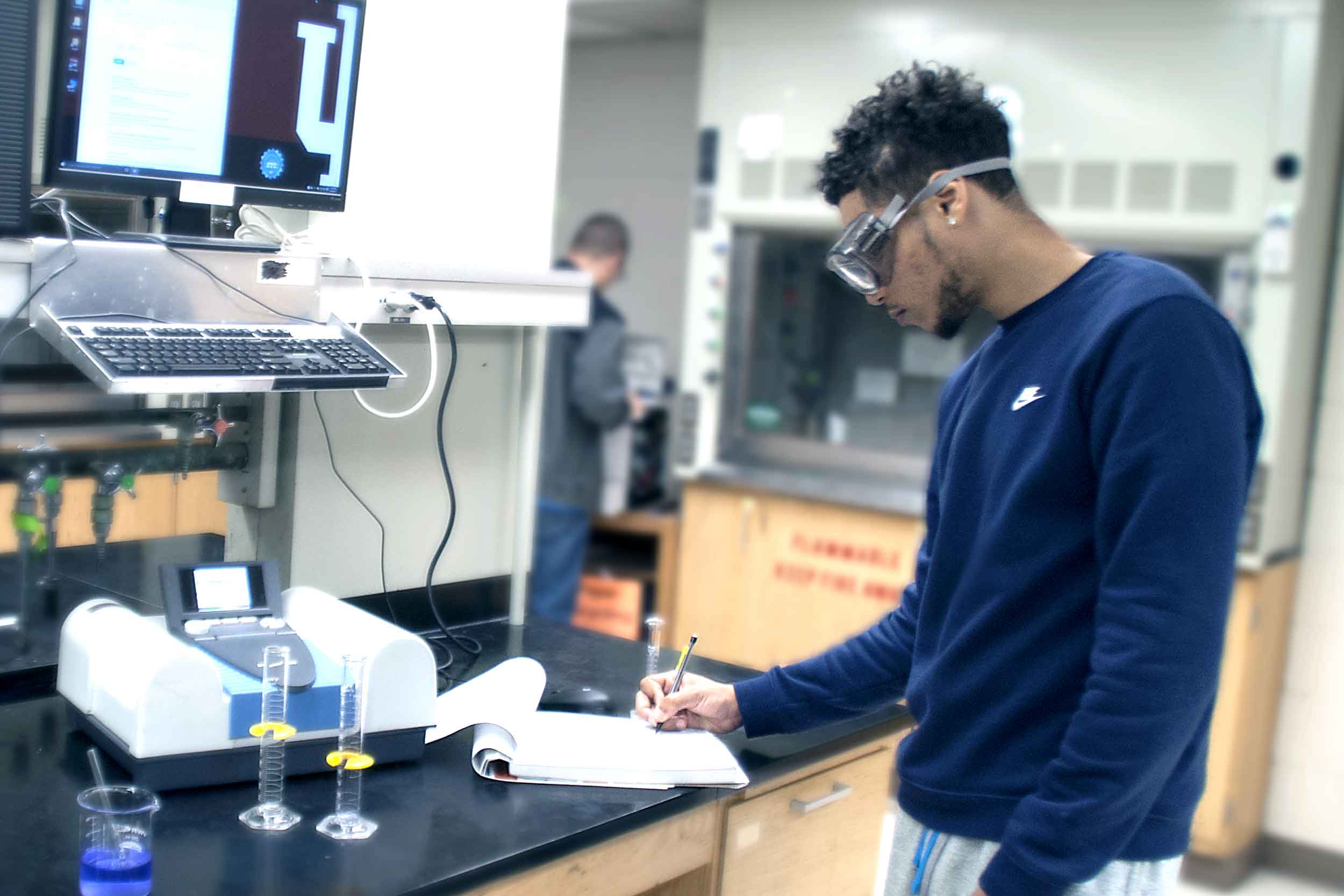 Undergraduates working in a lab